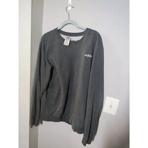 Adidas Womens Gray Crewneck Sweatshirt Long Sleeve Athletic Pullover Logo Size L